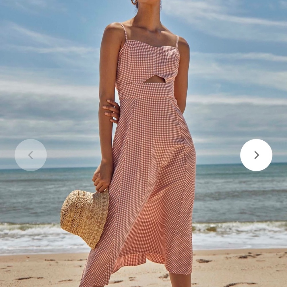 Hunter Bell Red Gingham Midi Dress - Picture 2 of 4